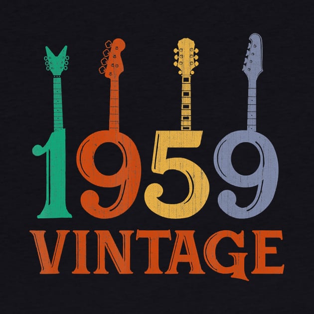 61th Birthday Gift Vintage 1959 Tee Guitar T-Shirt by Hot food